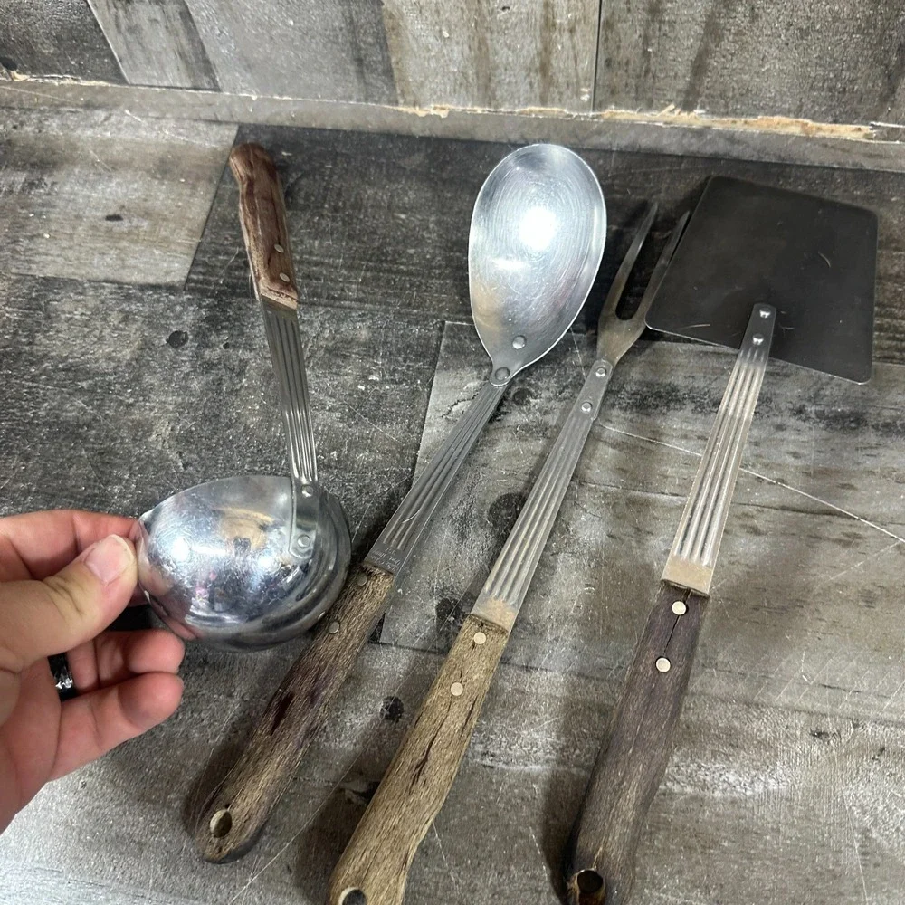 VTG Imperial Veri-Sharp Stainless Spatula Fork Spoon Ladle Flipper Wood Handle